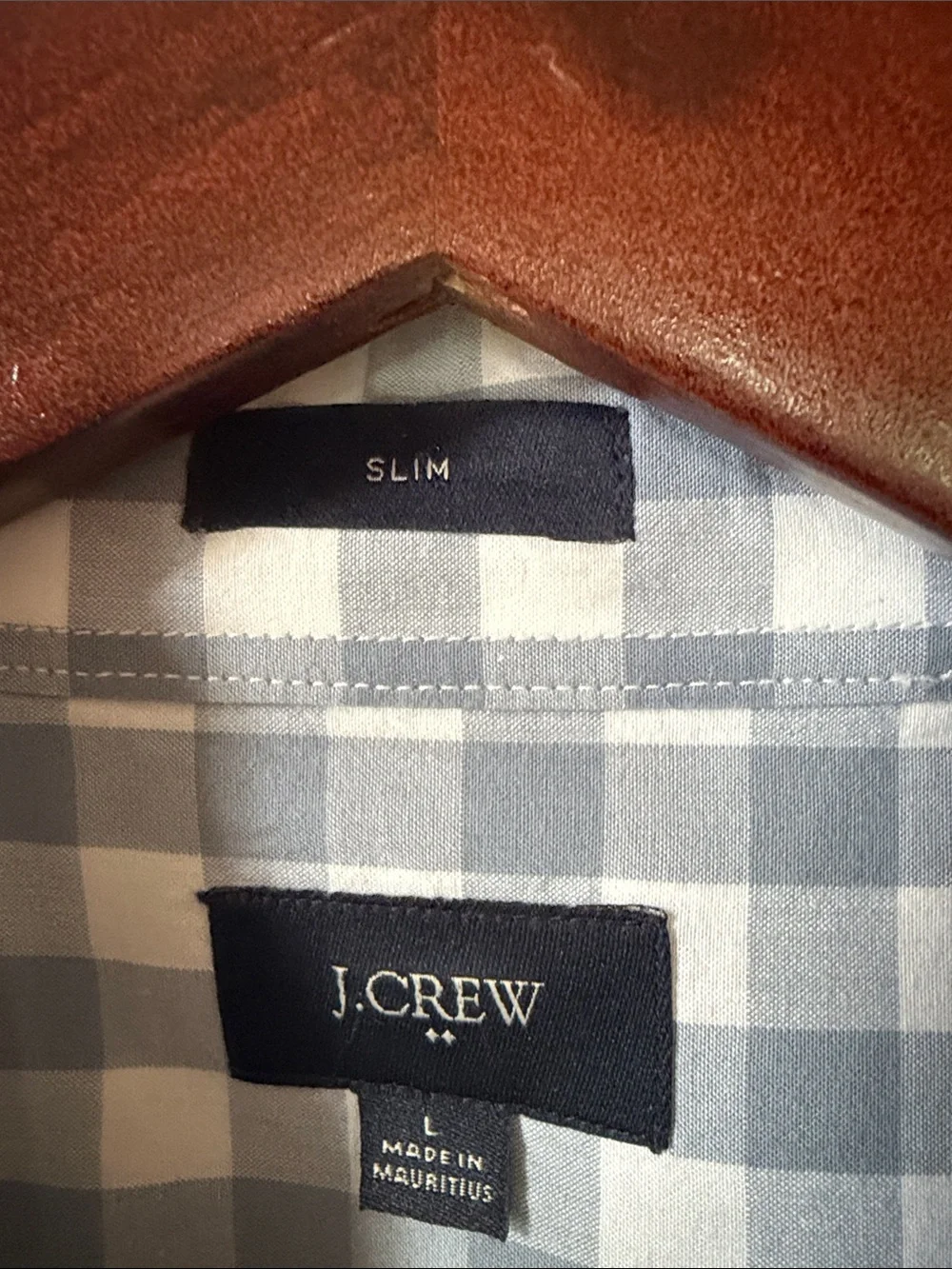 J. Crew Men’s Slim Fit Light Blue and White Gingham Button-Down Shirt